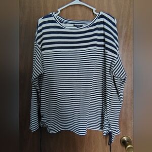 Chaps Navy and White Striped Women's Top